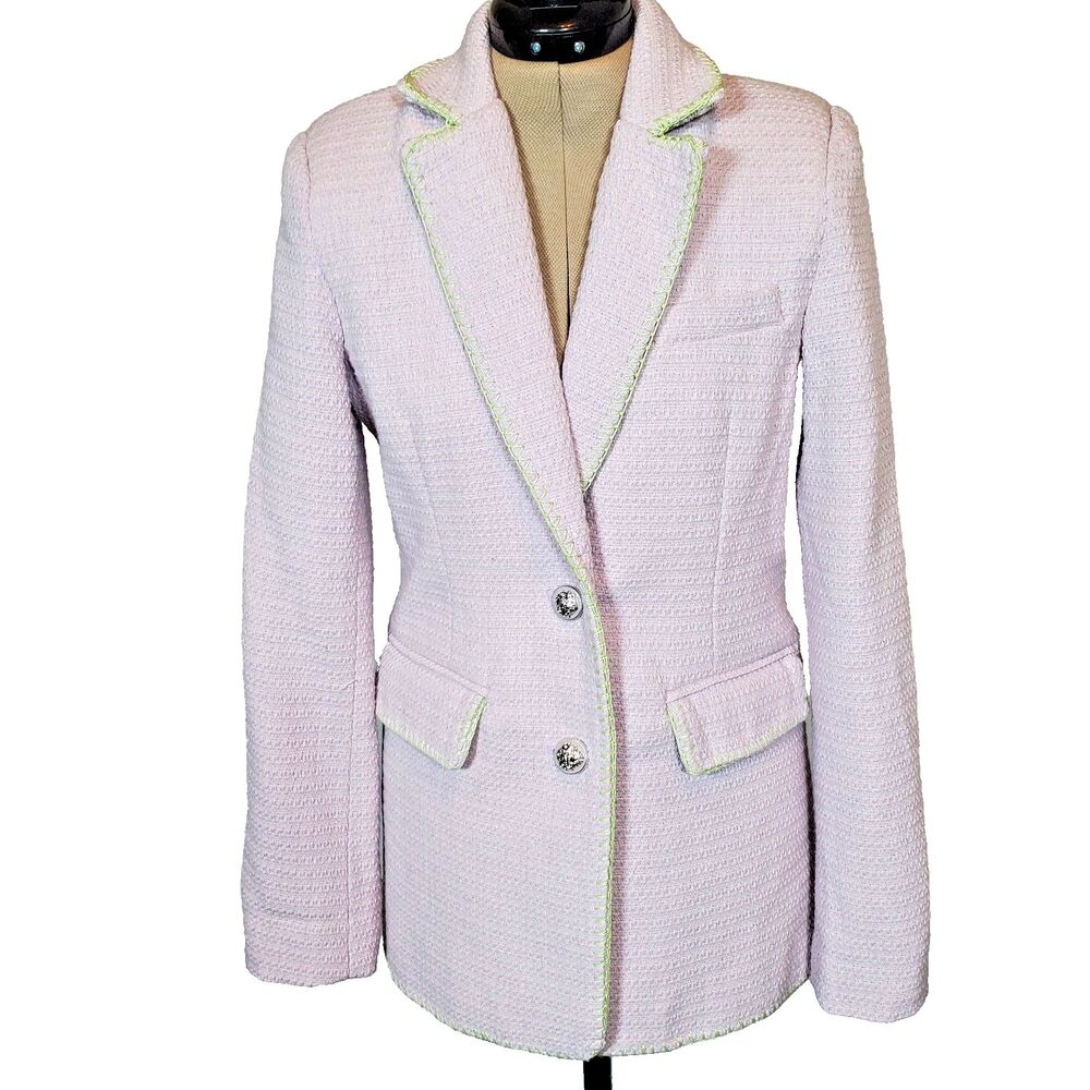 7 For All Mankind Lavender Tweed Blazer with Light Green Trim